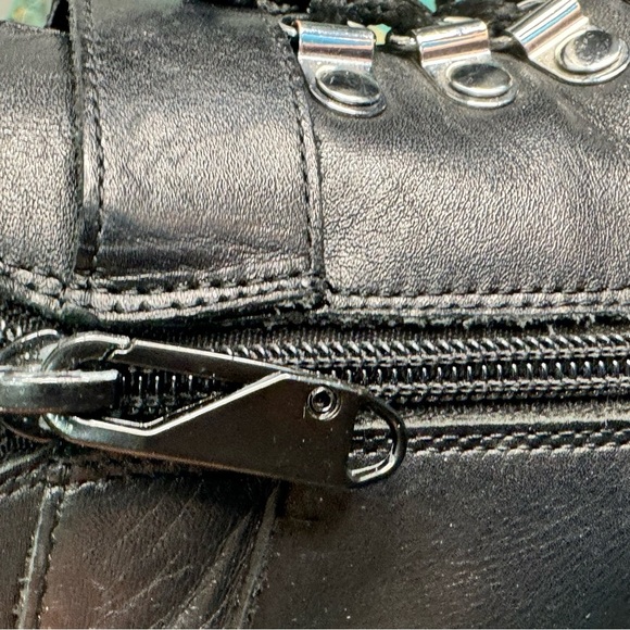 Charles David l Lace Up Zip Biker Boots Leather Size 9.5 - Picture 7 of 11